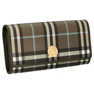 Pre-owned Burberry Men's Wallet 8073902 Olive Green Halton Newarticle