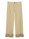 Burberry Classic Straight-leg Pants With Distinctive Check Cuffs In Nude