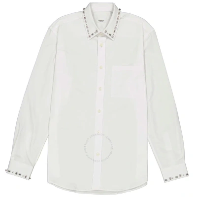 Burberry Men's White Clacton Classic Fit Embellished Cotton Poplin Dress Shirt