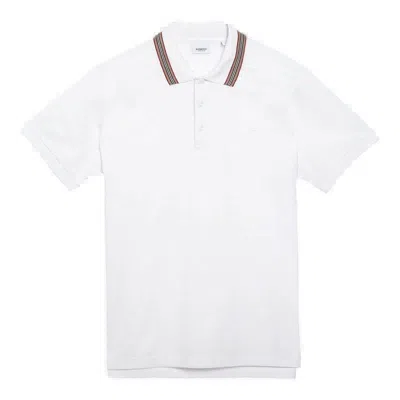 BURBERRY MEN'S WHITE COTTON POLO SHIRT FOR SS24 COLLECTION