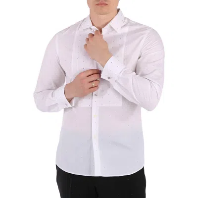 Pre-owned Burberry Men's White Cotton Poplin Embellished Dress Shirt