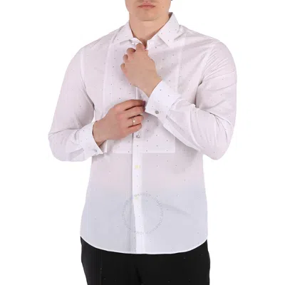 Burberry Men's White Cotton Poplin Embellished Dress Shirt