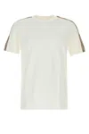 Burberry White Crewneck T-shirt With Check Motif On The Sleeve And Ekd Logo Embroidery On The Front In Cotton In White