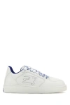 Burberry Calf Leather Sneakers With Contrasting Sole And Woven Laces In White