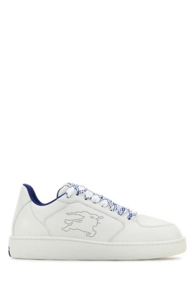 BURBERRY BURBERRY MEN WHITE LEATHER STOCK SNEAKERS
