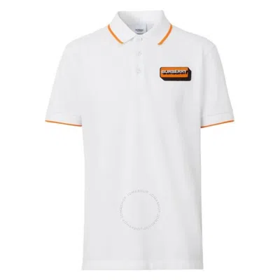 Burberry Men's White Perrywood Logo Applique Polo Shirt
