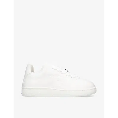 Burberry Mens White Plaque-embellished Leather Low-top Trainers