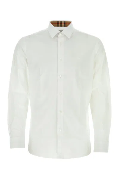 Burberry Men White Stretch Poplin Shirt