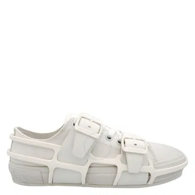 Burberry Men's White Vers Cotton And Leather Belted Low-top Sneakers