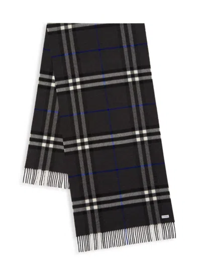 Burberry Men's Wide Check Cashmere Scarf In Black