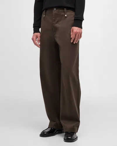 Burberry Men's Wide-leg Chino Trousers In Otter