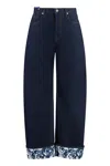 Burberry Cotton Jeans With Floral Print In Blue