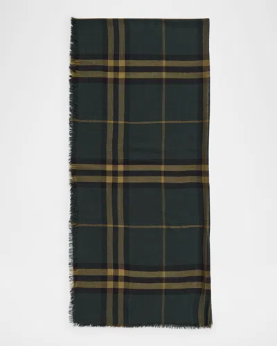 BURBERRY MEN'S WOOL GIANT CHECK FRINGED SCARF