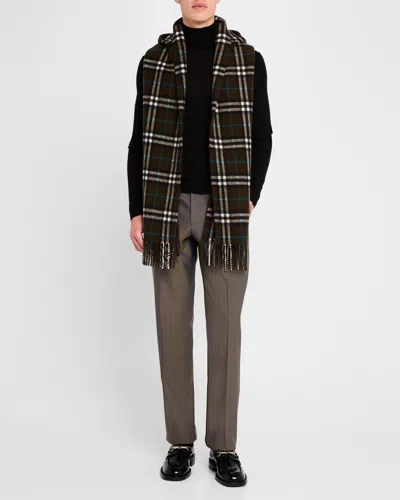 BURBERRY MEN'S WOOL GIANT CHECK HOODED SCARF