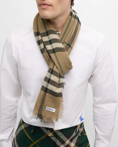 Burberry Men's Wool Giant Check Scarf In Brown