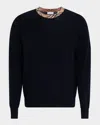 Burberry Crew Neck Knitwear With Distinctive Patterned Collar