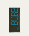 Burberry Men's Wool Logo Scarf In Black/blue