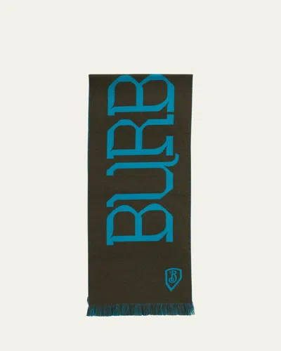 Burberry Men's Wool Logo Scarf In Black/blue