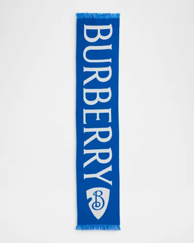 Burberry Men's Wool Logo Text B Shield Scarf