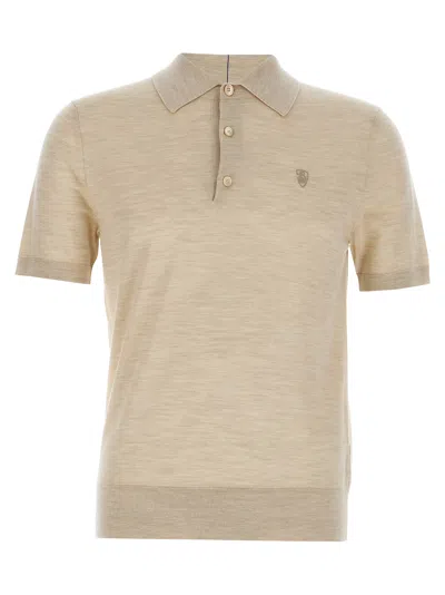Burberry Men Wool Polo Shirt In Neutral