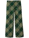 Burberry Checked Wool Twill Straight Pants In Green