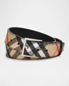 Burberry Men's Woven Check Belt In Sand Ip Check