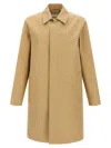 Burberry Car Coat With Collar And Long Sleeves In Brown