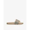 Burberry Checked Slip-on Slides In Nude