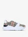 Burberry Beige And White Low Top Sneakers With Vintage Check Print And Rubber Sole In Canvas And Leather Man In Beige