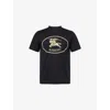 Burberry Mens Brand-print Crewneck Cotton-jersey T-shirt Black Xl
