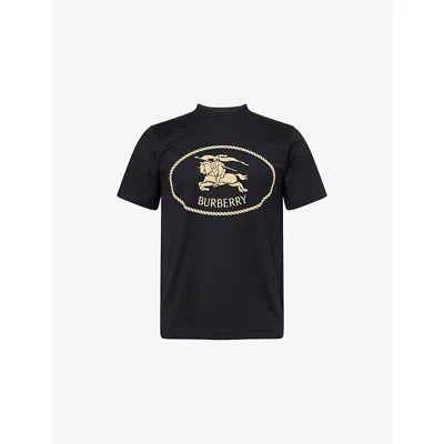 Burberry Mens Brand-print Crewneck Cotton-jersey T-shirt Black Xl