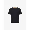 Burberry Mens Check-print Short-sleeves Cotton-jersey T-shirt Black Xl In Black