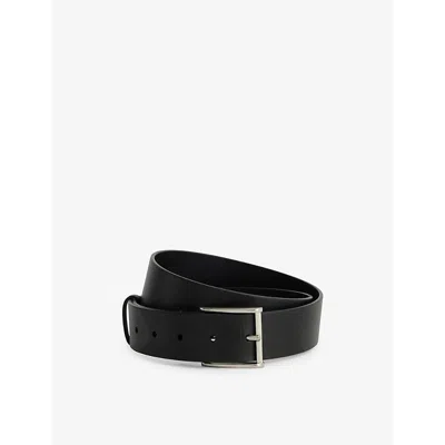 Burberry Mens  Embossed Signature Check-pattern Leather Belt In Black