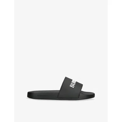 Burberry Mens Black Furley Rubber Sliders Eur 46 / 12 Uk