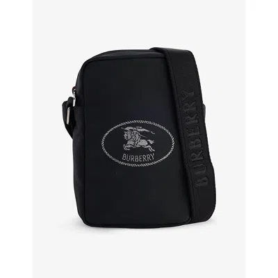 Burberry Mens Black Orkney Vertical Woven Crossbody Bag