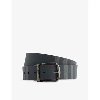 Burberry Mens Black/charcoal Reversible Checked Leather Belt