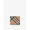 BURBERRY MENS SAND CHECK BI-FOLD COATED CANVAS WALLET