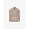 Burberry Mens  Check-print Curved Hem Cotton And Linen Shirt In Nut Ip Check