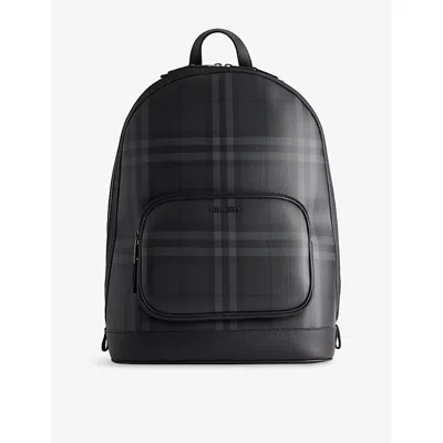 Burberry Mens  City Check Zip Coated-canvas Backpack In Iron