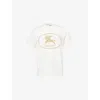 Burberry Men Beige Crewneck T-shirt With Maxi Logo On The Front In Cotton Man In White