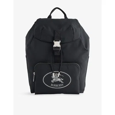 Burberry Mens Black Orkney Flap Woven-blend Backpack