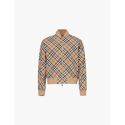 Burberry Mens Linden Ip Check Check-pattern Relaxed-fit Wool-blend Bomber Jacket In Multi