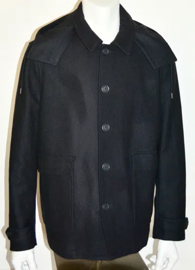 Pre-owned Burberry Mens Elverson Wool Cashmere With Hood Coat Jacket Sz Xl In Black