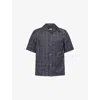 Burberry Mens Spread-collar Cotton Denim Shirt Indigo Ip Check Xs In Purple