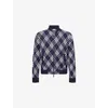 Burberry Mens Ink Ip Chk Check-weave Knitted Bomber Jacket In Blue