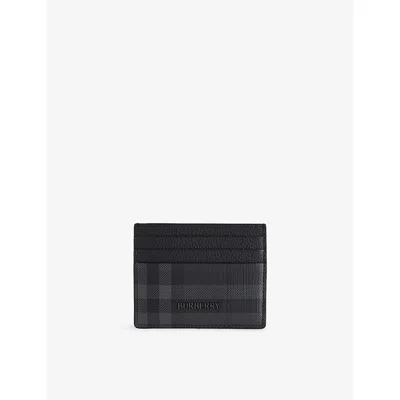 Burberry Mens  City Check Card Case In Gray