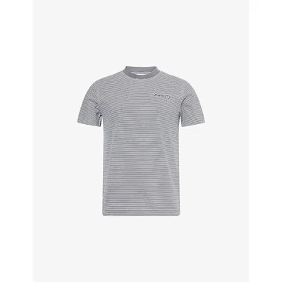 Burberry Mens Magnet Stripe-print Crewneck Cotton-jersey T-shirt In Gray