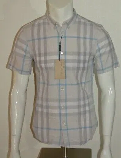 Pre-owned Burberry Mens Nova Check Short Sleeve Cotton Shirt Sz Small In Gray