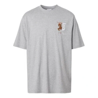 Burberry Mens Puzzle Embroidery Logo Short Sleeve Grey In Gray