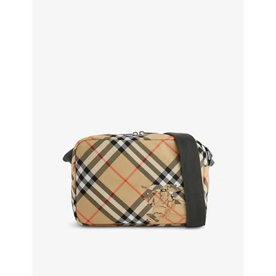 Burberry Mens Essential Woven-blend Cross-body Bag Sand
